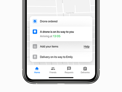 Delivery tracking blue cards ui delivery service delivery status drone footer mobile app progress bar shadow timeline tracking ui ux