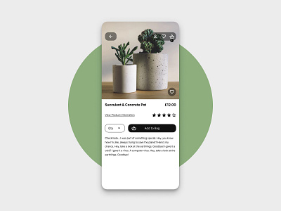 eCommerce Product Page basket dailyui ecommerce mobile app design pdp product page shop succulents ui ux