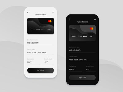 002 Daily UI – Credit Card Checkout banking blackandwhite card checkout dailyui dark mode design figma mastercard payment ui