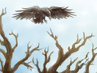 Boom en Kraai (Tree and Crow) animal bird crow sky tree