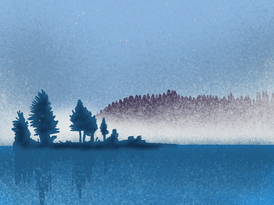 Willow Creek design illustration lake mountain nature reflection trees