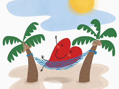 Day 5 heart illustration palm summer sun