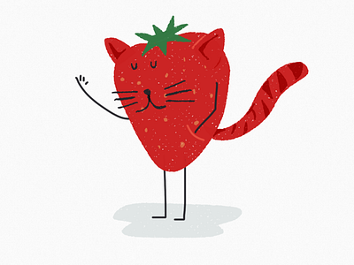 Freso cat illustration strawberry