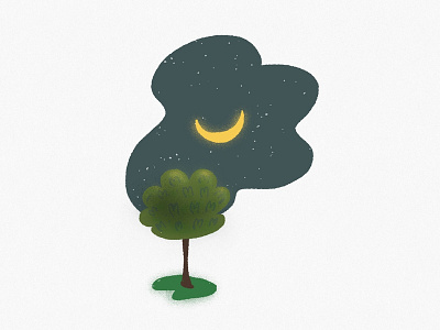 Night night illustration moon moonlight nature stars tree