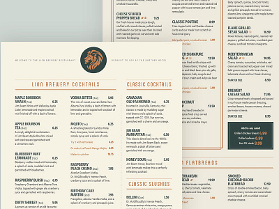 Lion Brewery Menu Design branding menu print restaurant typography