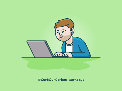 Work From Home – Curb Our Carbon 20minutesketch agencylife cartoon climatechange climatechangemakers comicstyle curbourcarbon illustration laptop selfportrait typing vector workfromhome working