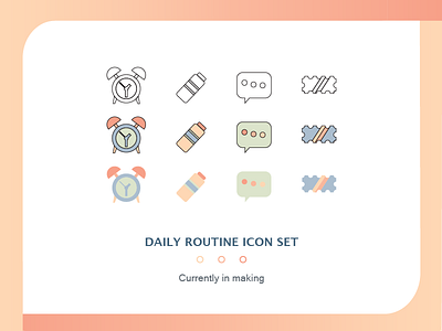 Daily Routine Icon Set bright colors fun fun looking icon icon set icons pastel versions