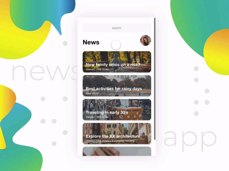 News App Prototype for a Monthly Uplabs Challenge