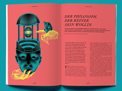 DER PHILOSOPH, DER KEINER SEIN WOLLTE editorial art freud graphic deisgn illustration art issue magazine psychology vector art
