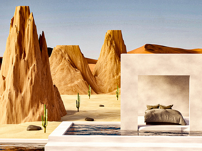 Sunbed blender blender3d cinema4d desert photorealism photoshop
