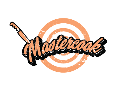 Mastercook circle cook dart darts illustration knife logo master orange type typography