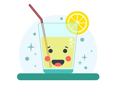 Cute Glass of Lemon Juice cute flat glass illustration juice lemon