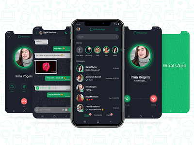 WhatsApp Redesign - Dark Mode app concept dark mode design flat just for fun little project mobile ui whatsapp