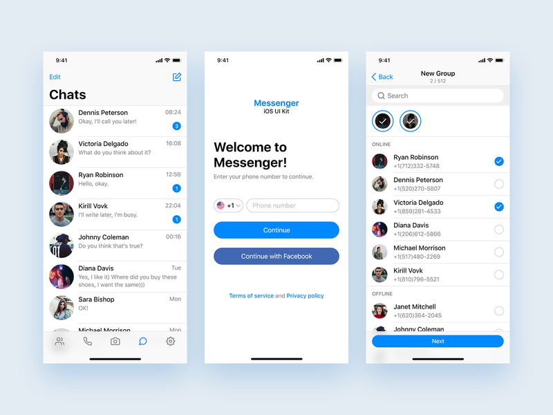 Messenger iOS UI Kit by Kirill Vovk on Dribbble