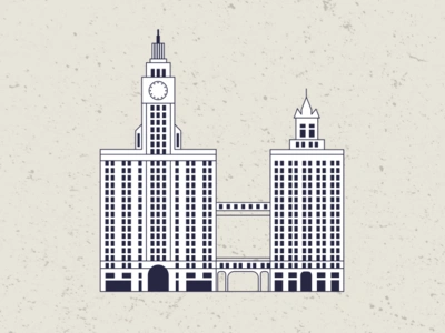 Wrigley Building design flat illustration ui vector web