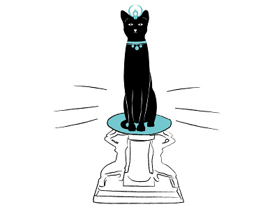 Cat On Pedestal design illustration minimal vector web