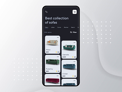 Sofanest - Interaction Animation aniamtion animated app app design clean concept creative design app eccomerce furniture app interface minimal product prototype prototype animation shopping app sofa ui uiux ux