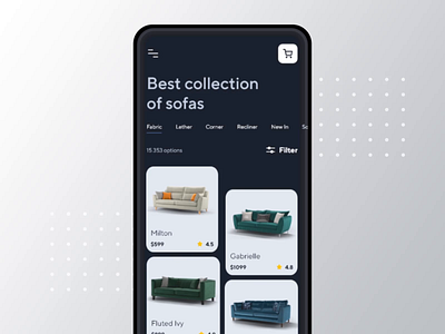 Sofanest - Mobile Menu Interaction aftereffects animation animation after effects animations app clean clean ui concept design dinamic interaction menu microinteraction minimal product ui uiux ux