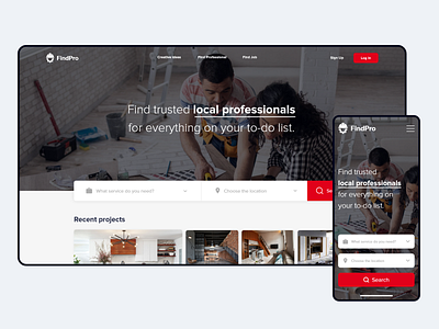 FindPro - Find Professional Responsive Website app branding building clean clean ui concept construction design graphic professional search ui uiux ux web website website design