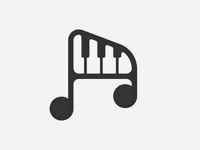 Musical Note and Piano Minimal Logo clean minimal music notes piano shape