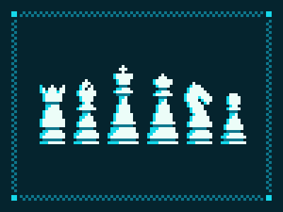 Pixel Chess Pieces chess contrast dark frame game grid pattern pieces pixel retro simple
