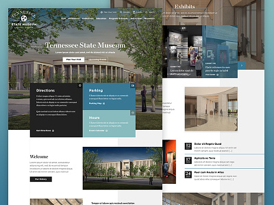 Tennessee State Museum concept attraction clean grid history homepage modern museum overlap scroll