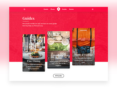 Travel Guides cards explore grid guides read travel web design