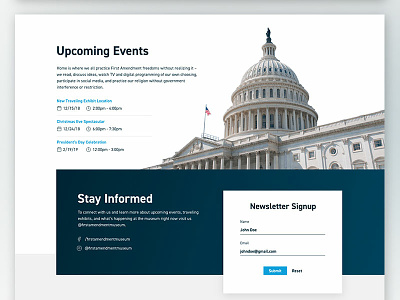 Upcoming Events & Signup clean cut out event form government gradient list modern newsletter overlap politics signup stack web