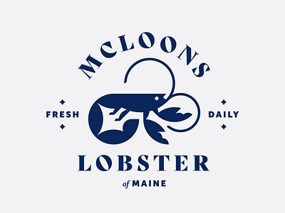 McLoons No. 4 animal badge branding food illustration lobster logo minimal restaurant typography