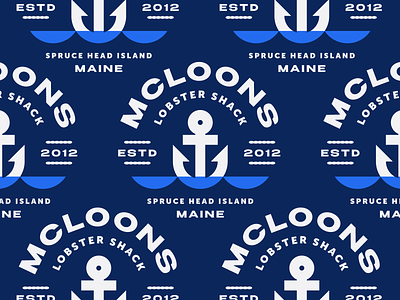 McLoons No. 6 anchor badge branding crest lobster maine nautical pattern restaurant sea typography waves