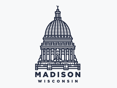 Madison, WI architecture building capitol city illustration line madison wisconsin