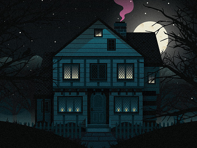 Alone in the Woods dark halloween haunted house moon night woods