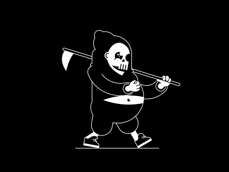 Dead Steppin' 2d after effects animation character death fat grim reaper skeleton skull walk cycle