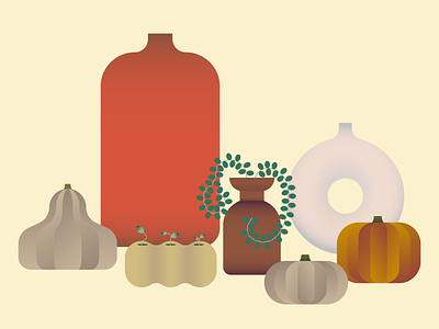 Autumn mood adobe illustrator autumn colors colourpalette creative design digitalillustration illustration mood pumpkin pumpkins shapes vase vases