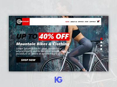 Landing Page for Mountain Bikes and Clothing Store