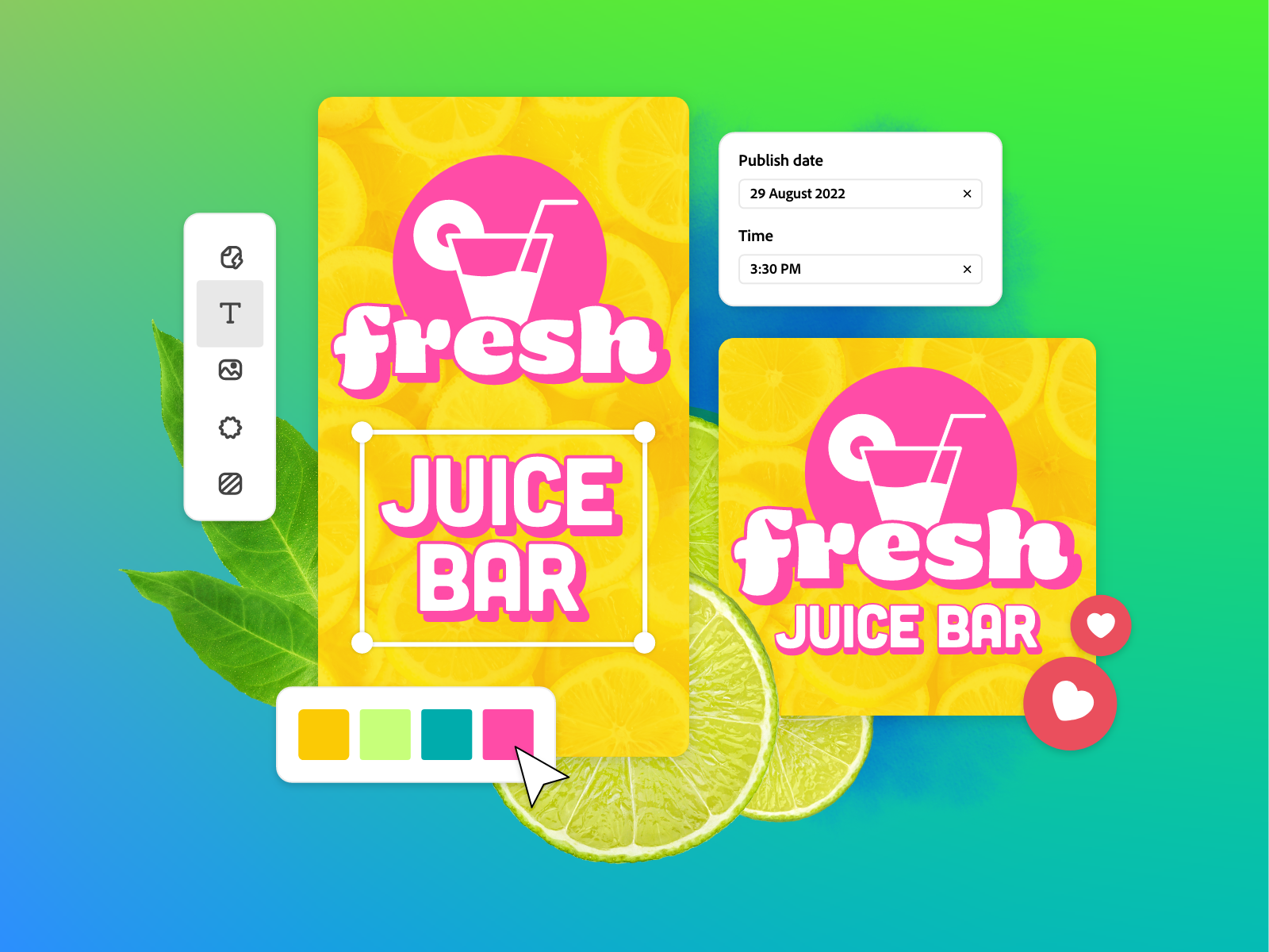 Adobe Express hero image Fresh Juice Bar by Rachelle Hollabaugh on