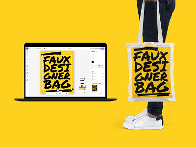 Adobe Express template for Adobe MAX: Faux designer bag adobe adobe express adobe max bag design illustration marketing print template tote bag yellow