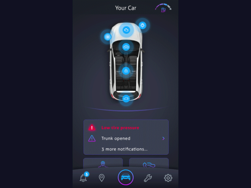 Car control app concept app automotive car dark interaction madewithadobexd mobile vehicle