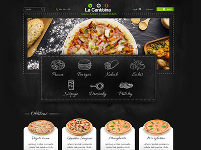 Eshop design for local pizzeria black dark food gastronomy pizza restaurant xd