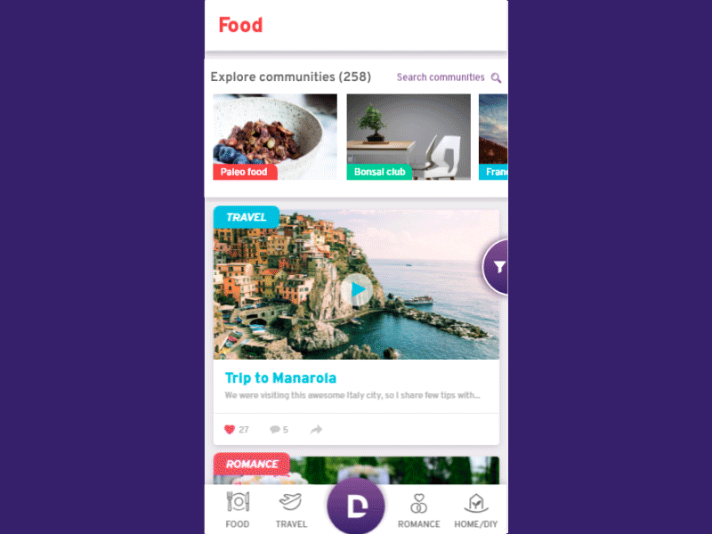 Social video community app design and interatction