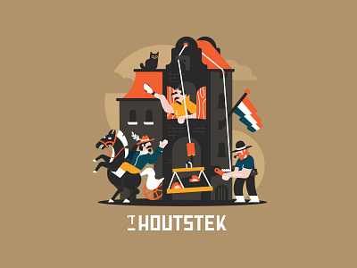 Houtstek 2 illustration poster typography vector wood