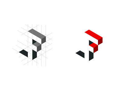 Isometric F design isomatric letter letter f logo minimal negative space typography