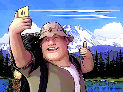 Hiker Selfie illustration