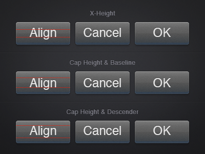 How do you align your button text? alignment baseline button centre question text type