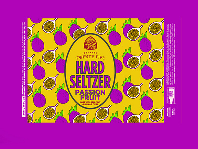 Brewery Twenty Five - Passion Fruit Hard Seltzer Label branding flat identity illustration label logo mexican art minimal print typography