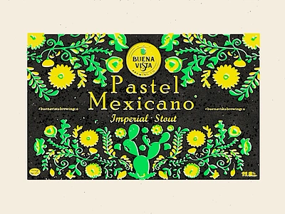 Pastel Mexicano- Label (WIP) beerlabel branding craftbeer flat illustration logo mexican art screen print screenprint stout typography vector