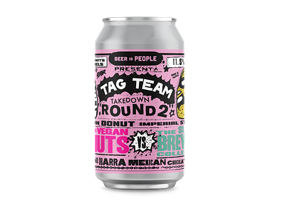 Tag Team Takedown: Round 2 - Label Design 12oz beer beer label beercan beerlabel branding brewery craftbeer illustration labeldesign luchalibre mexican art stout typography vector