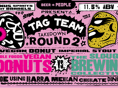 Tag Team Takedown: Round 2 - Label Design 12oz beer beer label beercan beerlabel brewery craftbeer design illustration luchalibre mexican art minimal stout typography vector