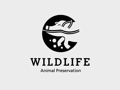 Wildlife Animal Preservation Logo black branding design graphic graphic design identity illustrator logo pig simple swim vector