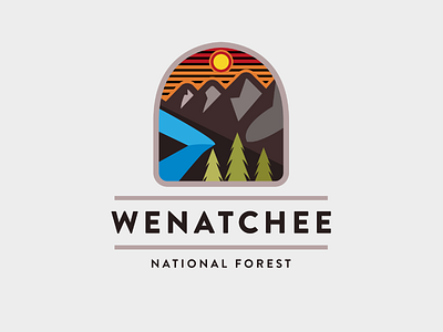 Wenatchee National Forest Logo badge brand branding color concept context design forest graphic identity illustration logo logo design mockup mountains photoshop simplified typography vector wordmark